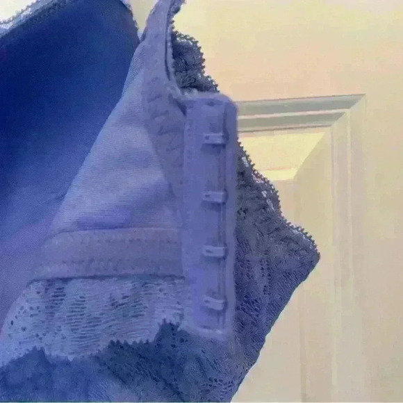 Aerie NWT Real Happy Women’s Size 38DD Wireless Lightly Lined Blue Lace Bralette - Picture 15 of 15